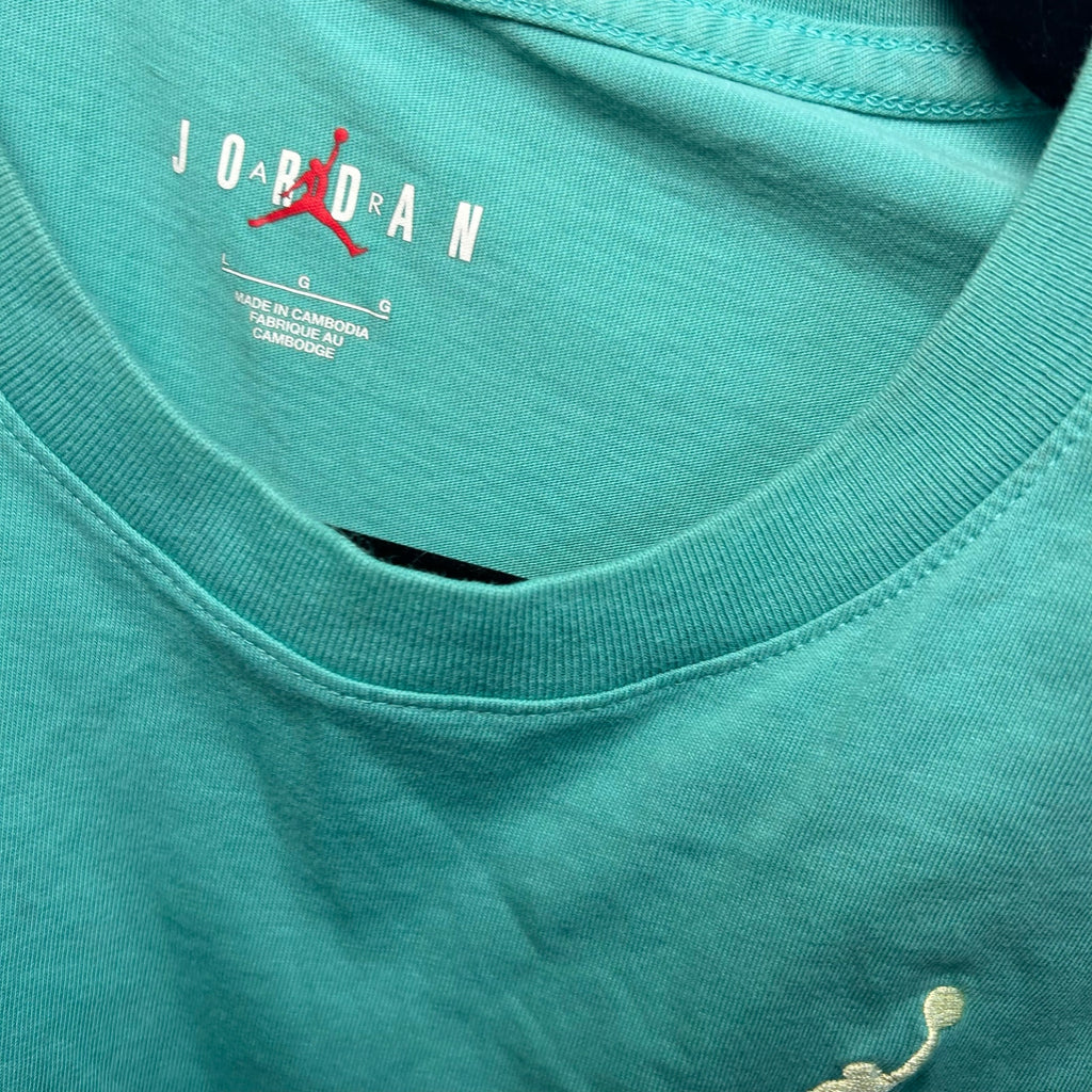 Michael Jordan Teal Embroidered Logo T-Shirt Mens L Retro Athletic Sportswear