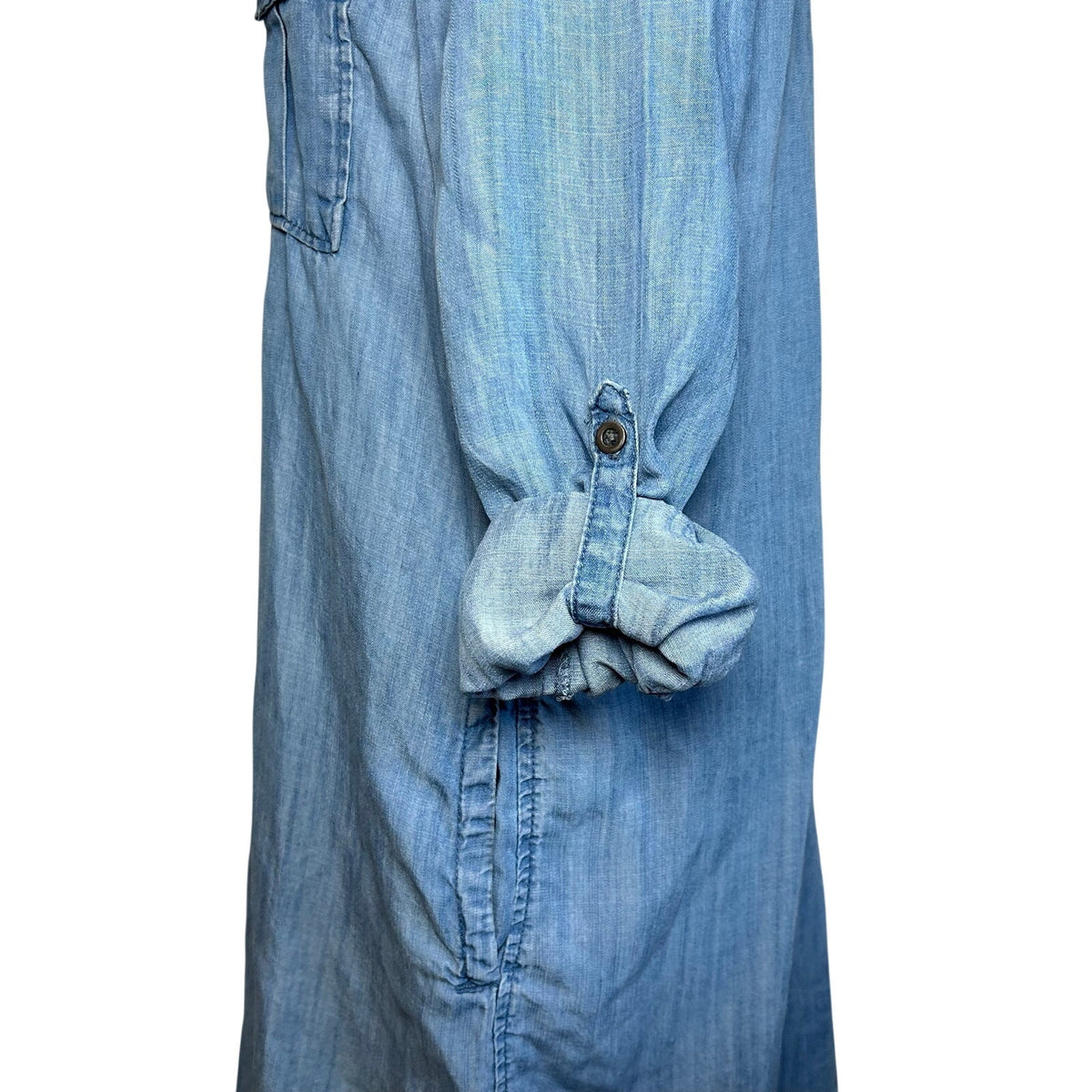 Philosophy Blue Soft Tencel Utility Shirt Dress Large Casual Minimalist Preppy