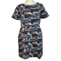 Emily & Fin Circus Tent Print Dress Blue Red M Retro Twee Indie Coquette Wiggle