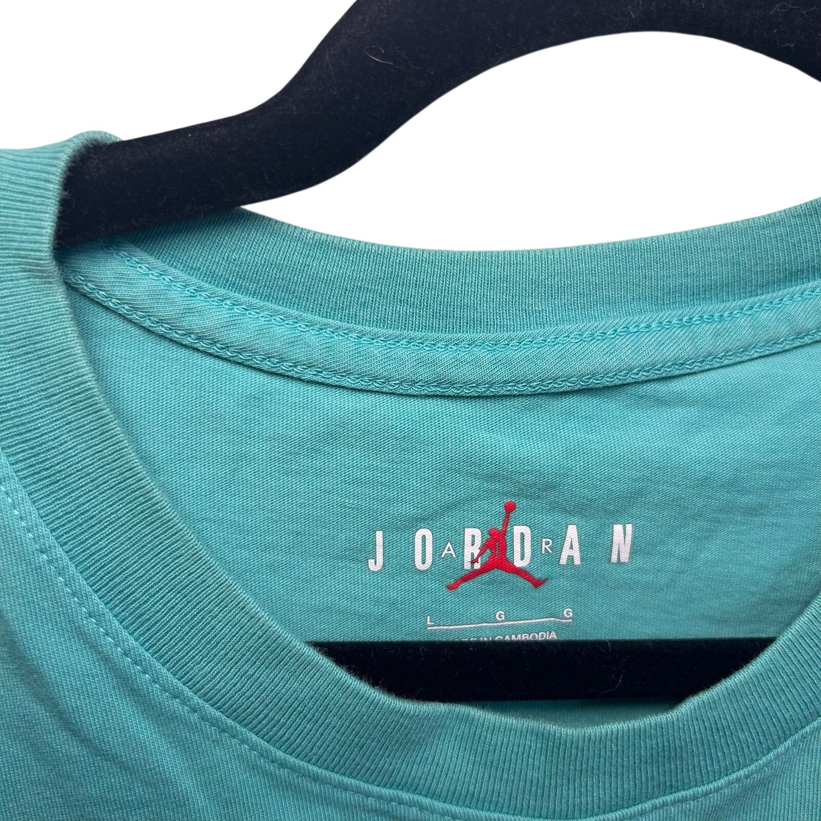 Michael Jordan Teal Embroidered Logo T-Shirt Mens L Retro Athletic Sportswear
