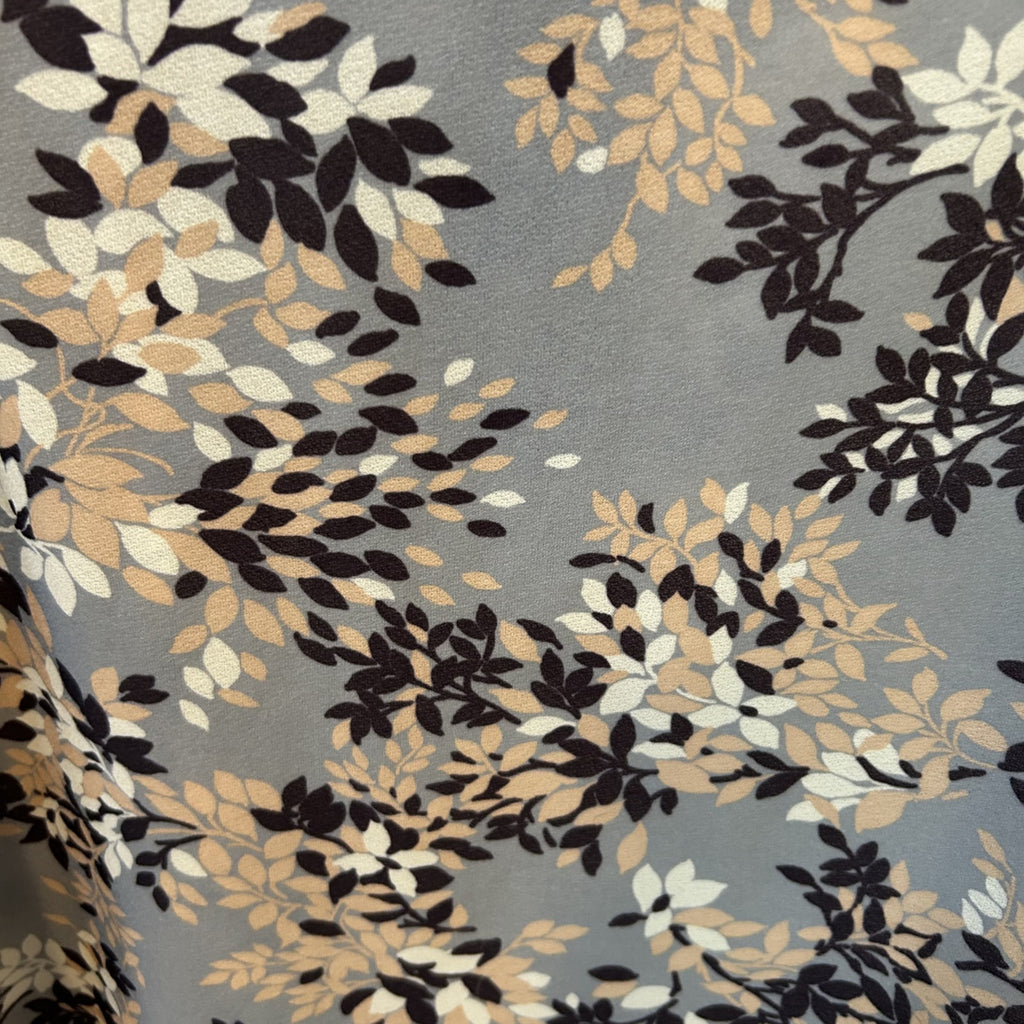 VTG Cape Cod Match Mates Gray Floral Long Sleeve Blouse Retro Boho Career XL