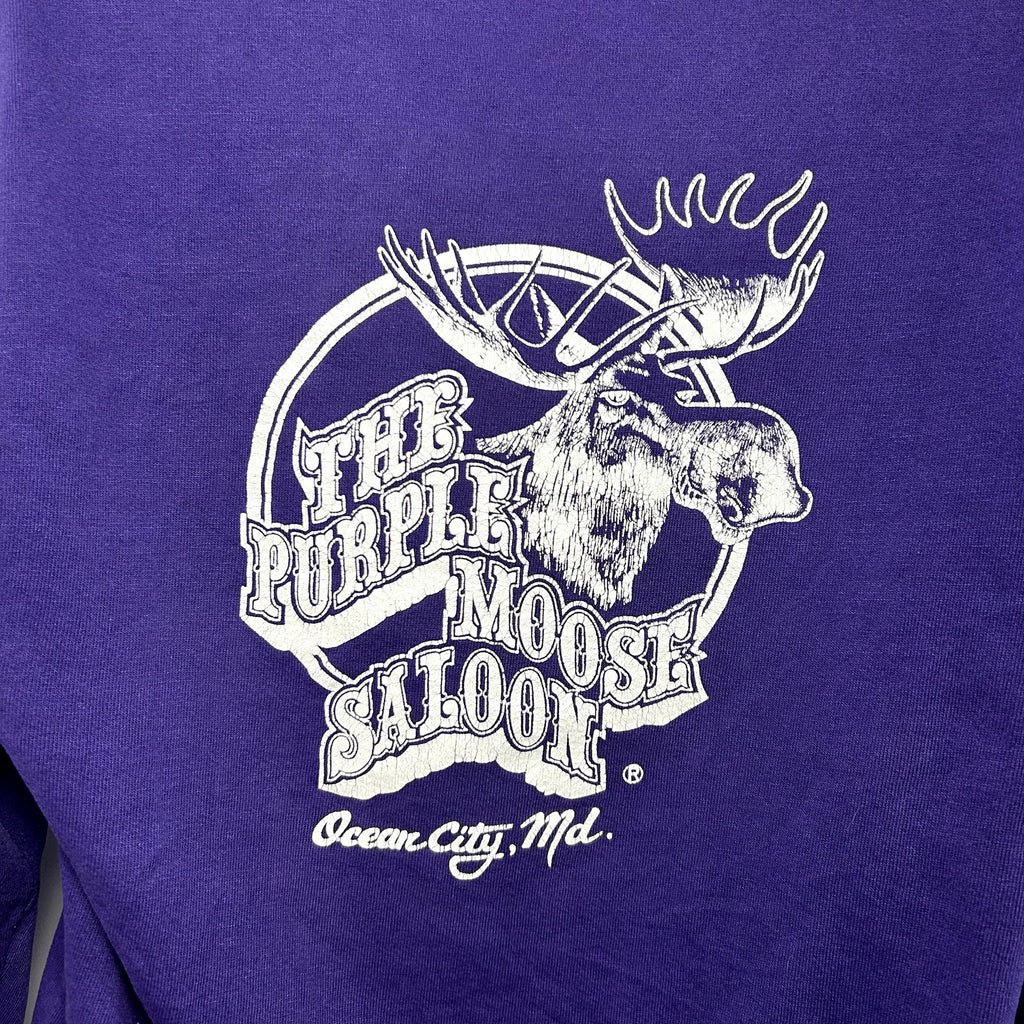 VTG 90s Jerzees M Purple Moose Saloon Ocean City MD Graphic Crewneck Sweatshirt