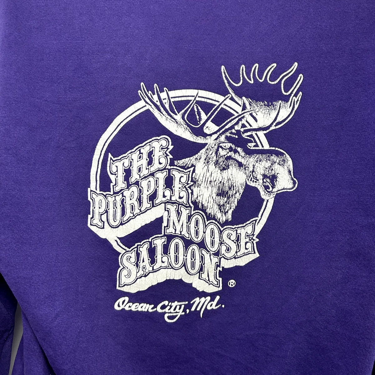 VTG 90s Jerzees M Purple Moose Saloon Ocean City MD Graphic Crewneck Sweatshirt