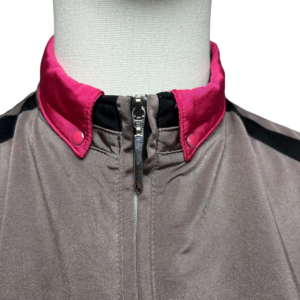 Jamie Sadock Sleeveless Zip Golf Polo Top Grey Pink S Studs Preppy Punk Retro