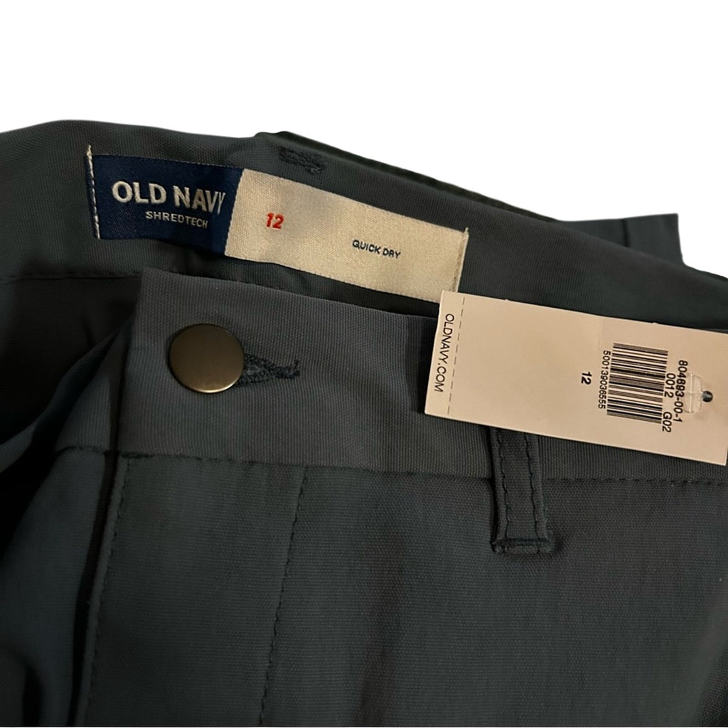 NWT Old Navy Kids Shredtech Steel Blue Casual Utility Pants Quick-Dry 12 Boys
