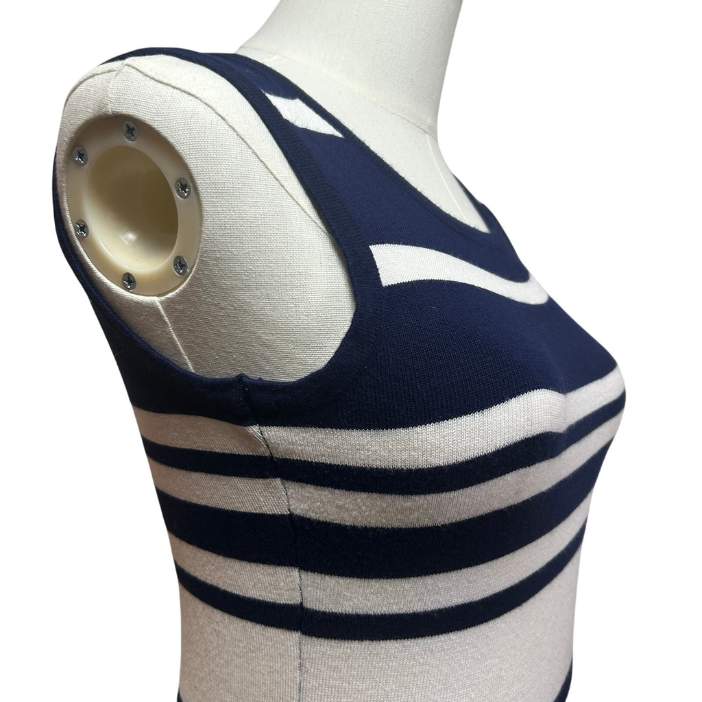 Two-O-Two Co Ltd Striped Knit Bodycon Dress Navy White Small