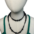 VTG Y2K Double Strand Black Bead Adjustable Choker Goth Office Siren Luxe Gatsby