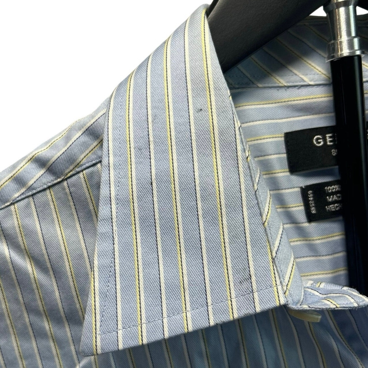 George Light Blue White Pinstripe Long Sleeve Button Down Shirt Large 42/44 Flaw