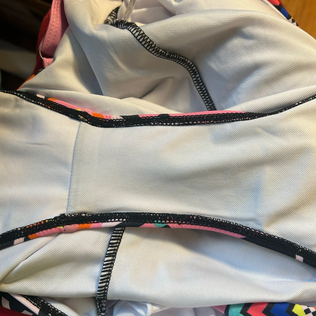 Xhilaration Geometric Multi-Color One Piece Swimsuit XL Pink Blue Retro Print