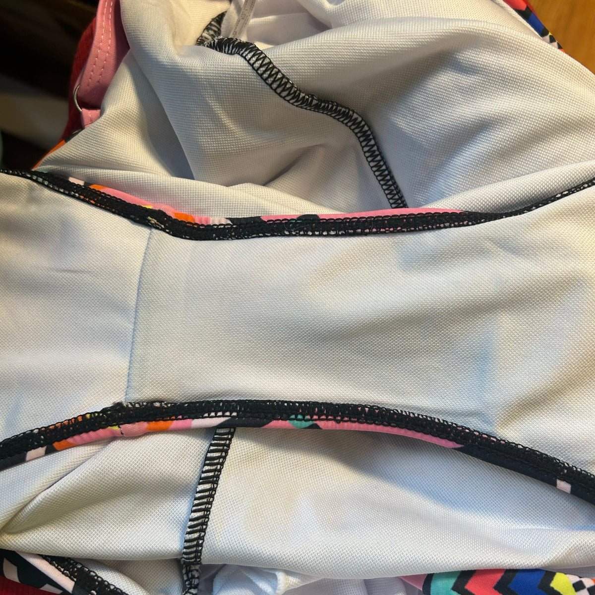Xhilaration Geometric Multi-Color One Piece Swimsuit XL Pink Blue Retro Print