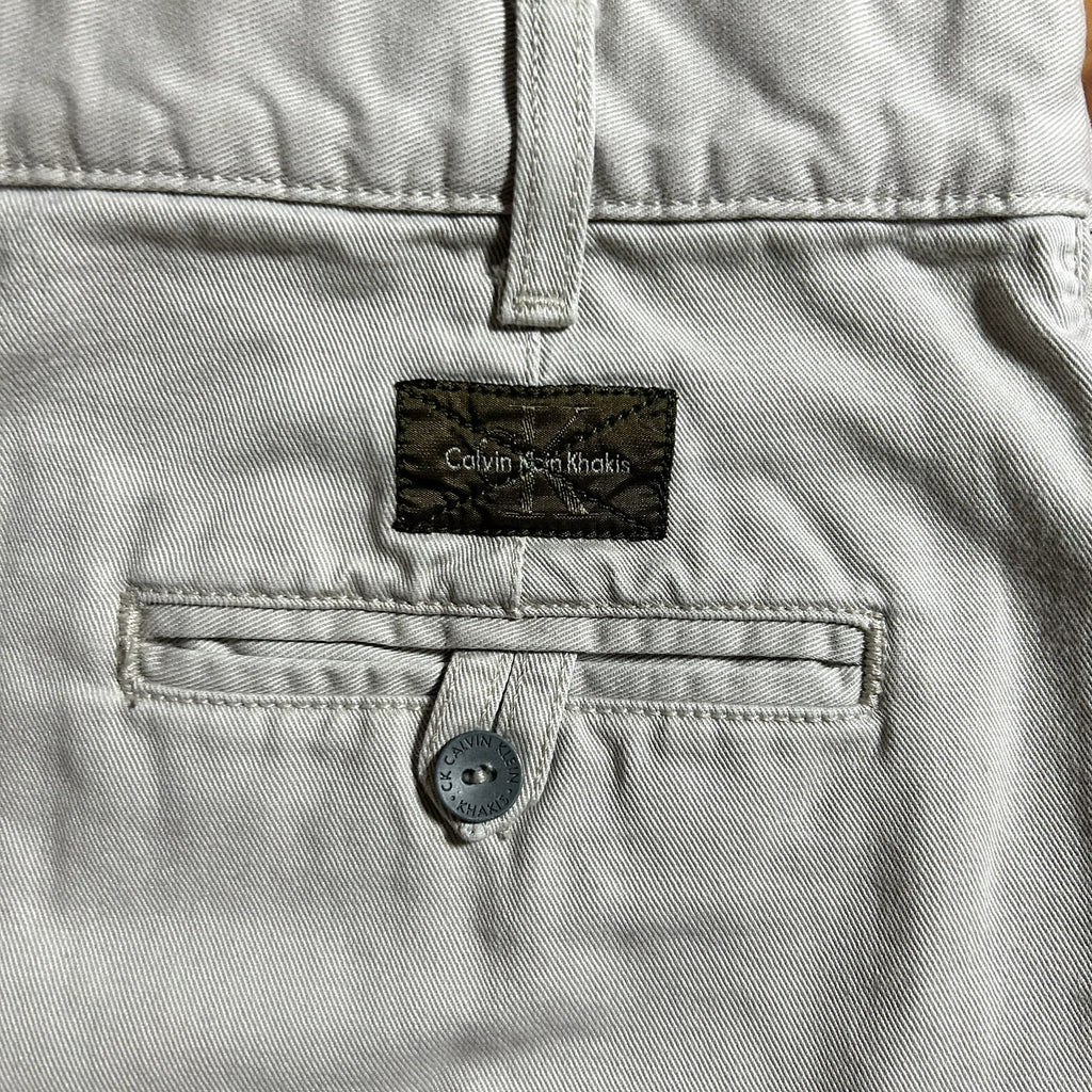 Calvin Klein Khakis VTG Made in USA 100% Cotton Flat Front Khaki Shorts Size 12
