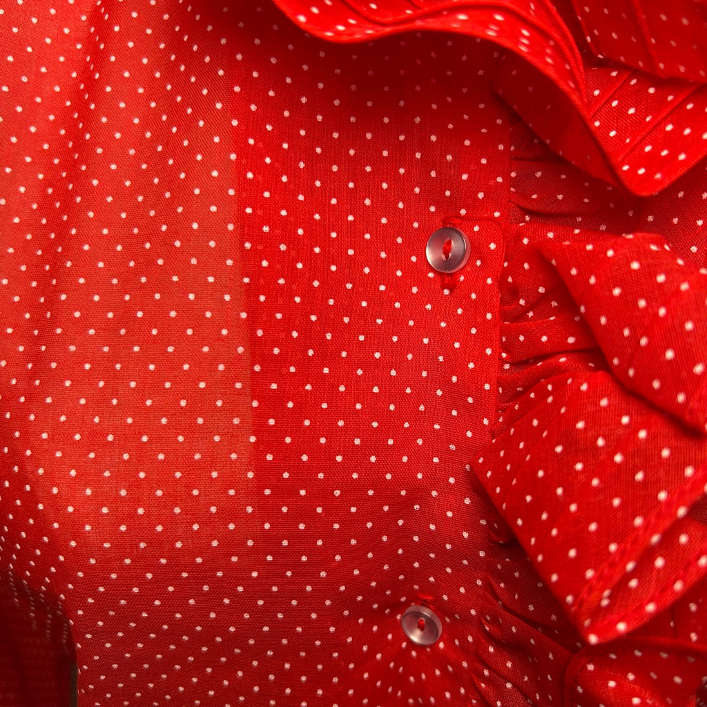 VTG 70s NaMa of California Red M Ruffle Polka Dot Blouse Coquette Whimsigoth