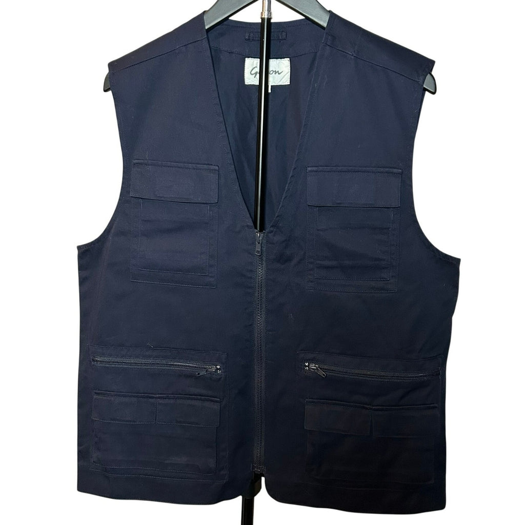 VTG Gerzon Navy Cotton Multi Pocket Technical Utility Gorpcore Vest Small M