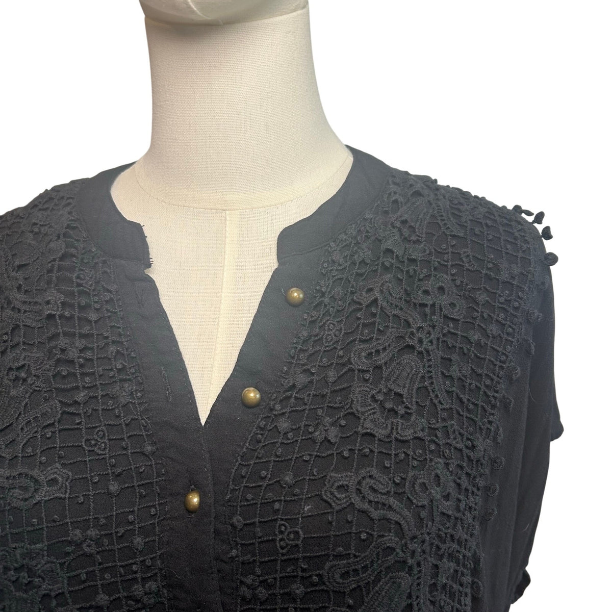 Black Boho Lace Mini Dress Plus Size 2X Lace Casual Pocket Indie Minimalist Twee