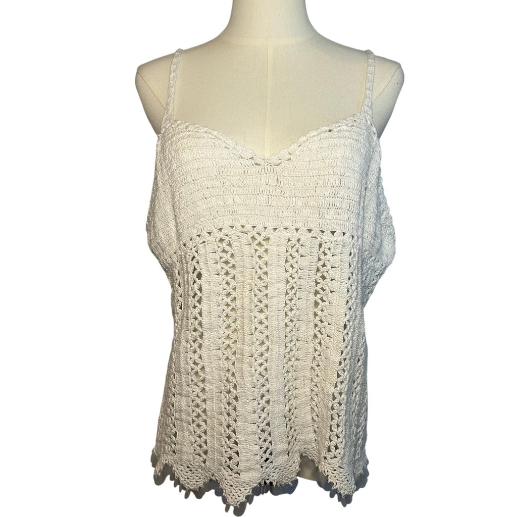 NWT VTG 90s Raiment Fashions Cotton Crochet Scalloped Tank Whimsygoth Boho NOS
