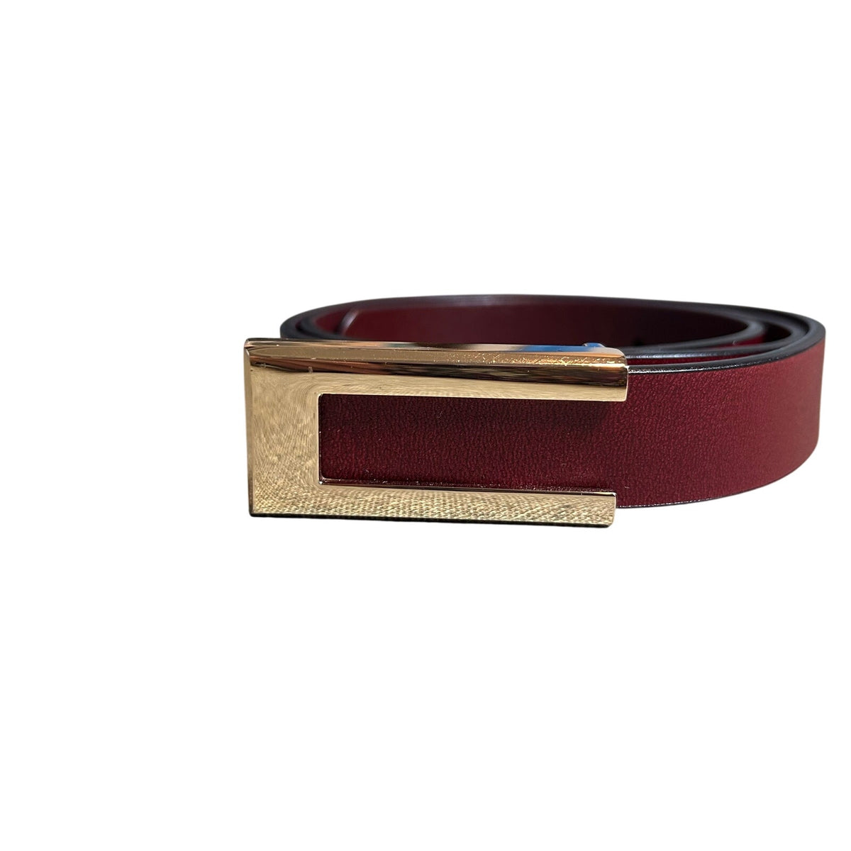 VTG Red Brown Adjustable Leather Belt Brass Buckle Minimalist Retro Western Boho