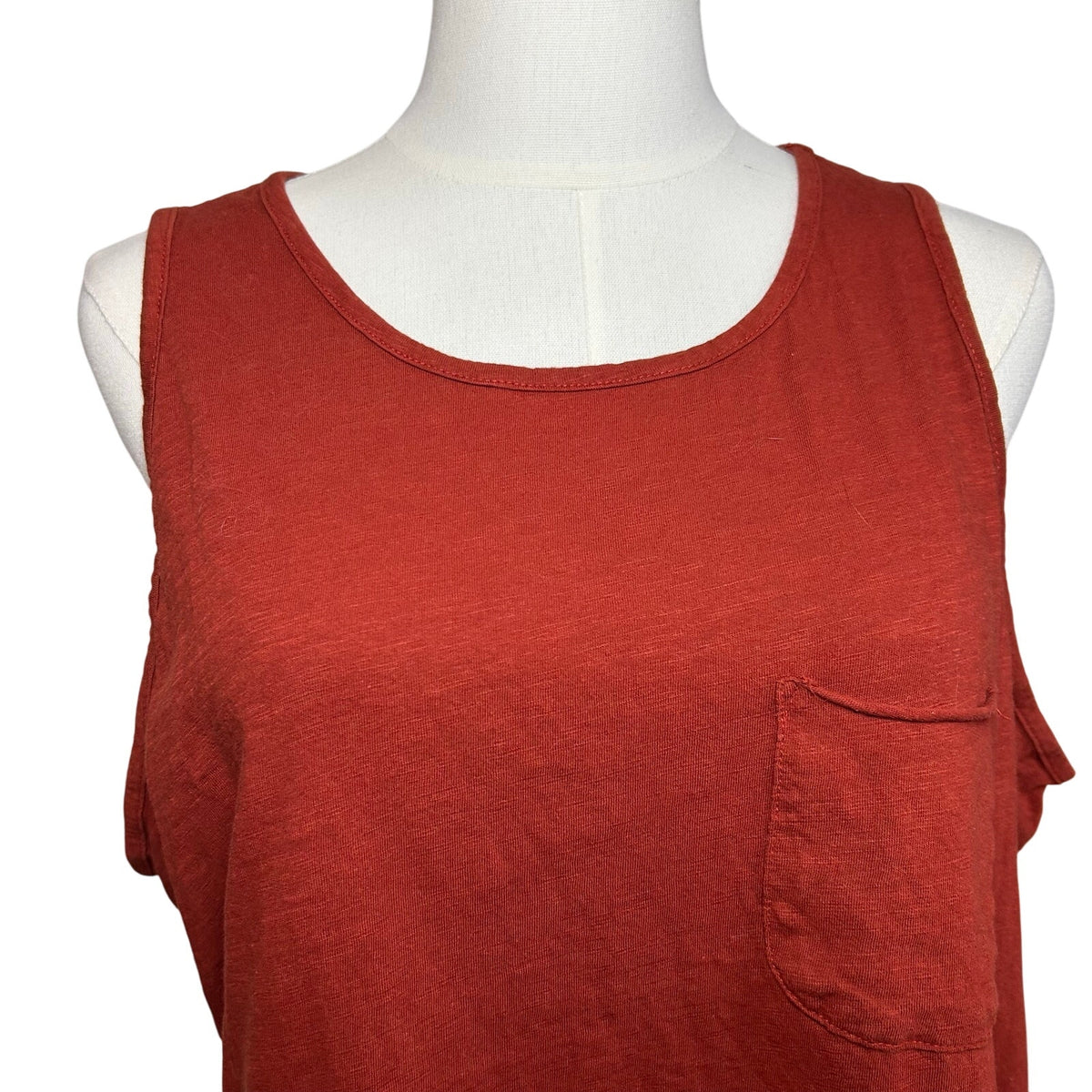 Sonoma Rust Red Cotton Slub Knit Pocket Tank XL Loungewear Casual Minimalist