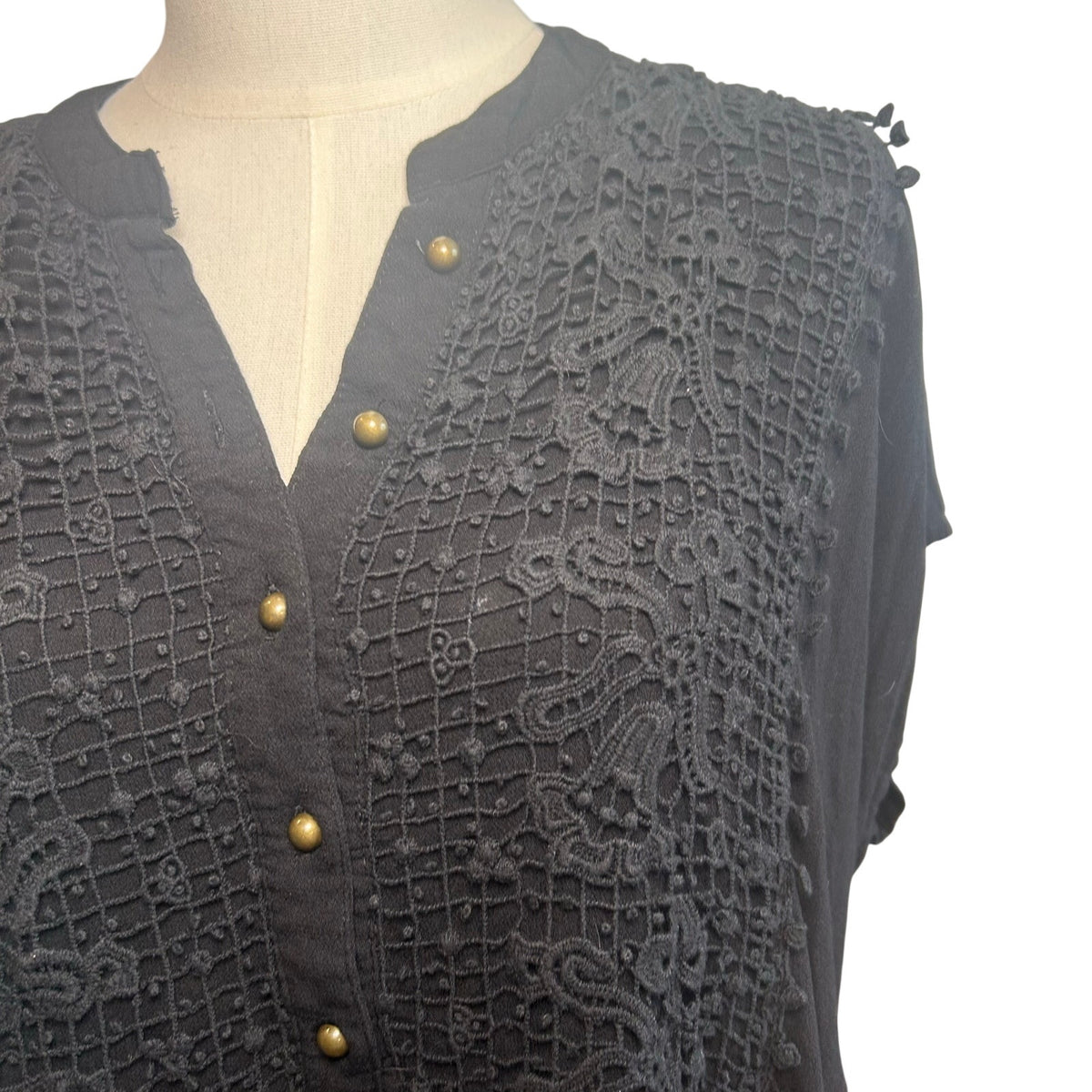 Black Boho Lace Mini Dress Plus Size 2X Lace Casual Pocket Indie Minimalist Twee