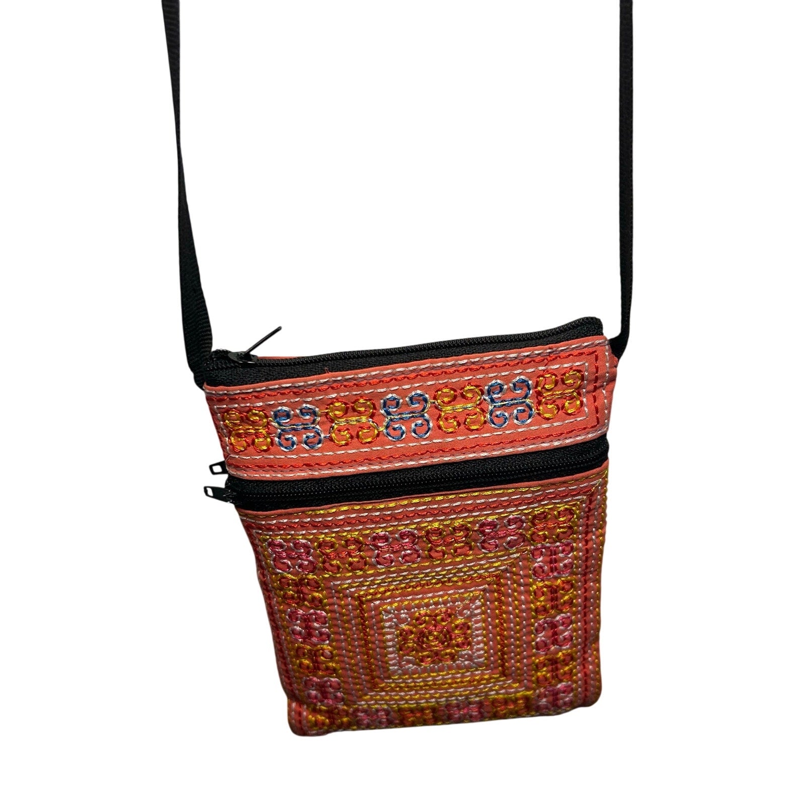 Hmong Embroidered Crossbody Pouch Bag Boho Whimsigoth Paj Ntaub Passport Purse