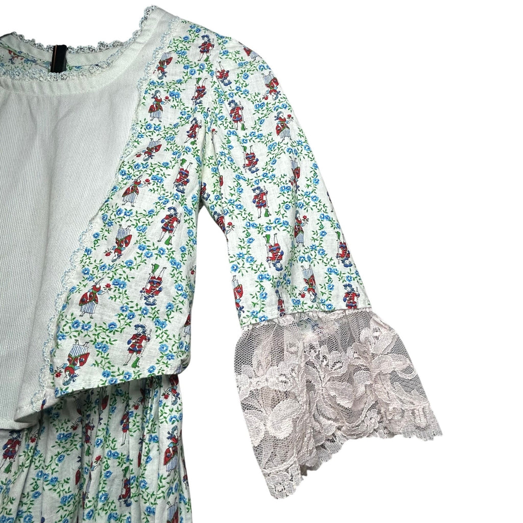 70s Bicentennial Prairie Two Piece Set Floral Colonial Print XS Small