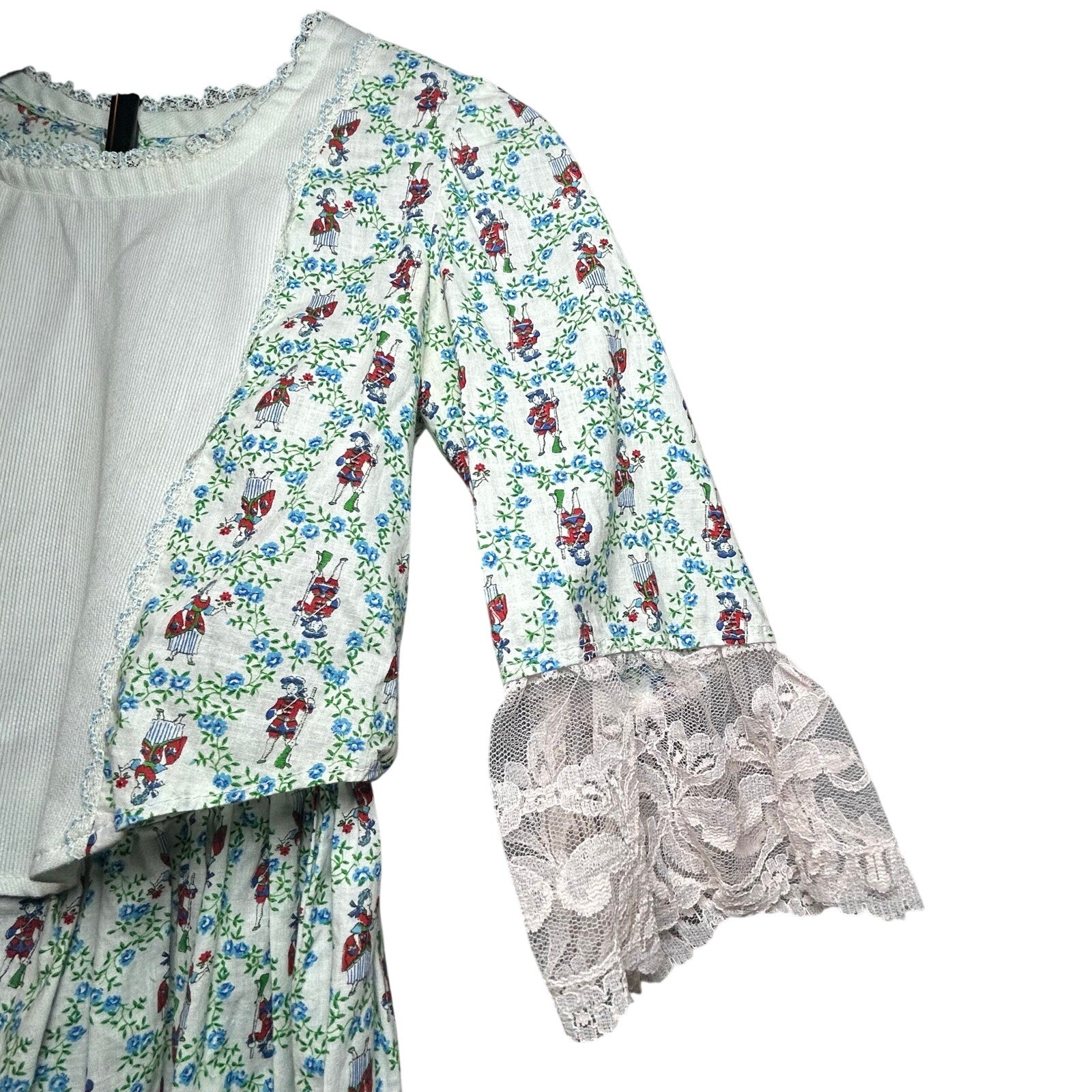 70s Bicentennial Prairie Two Piece Set Floral Colonial Print XS Small