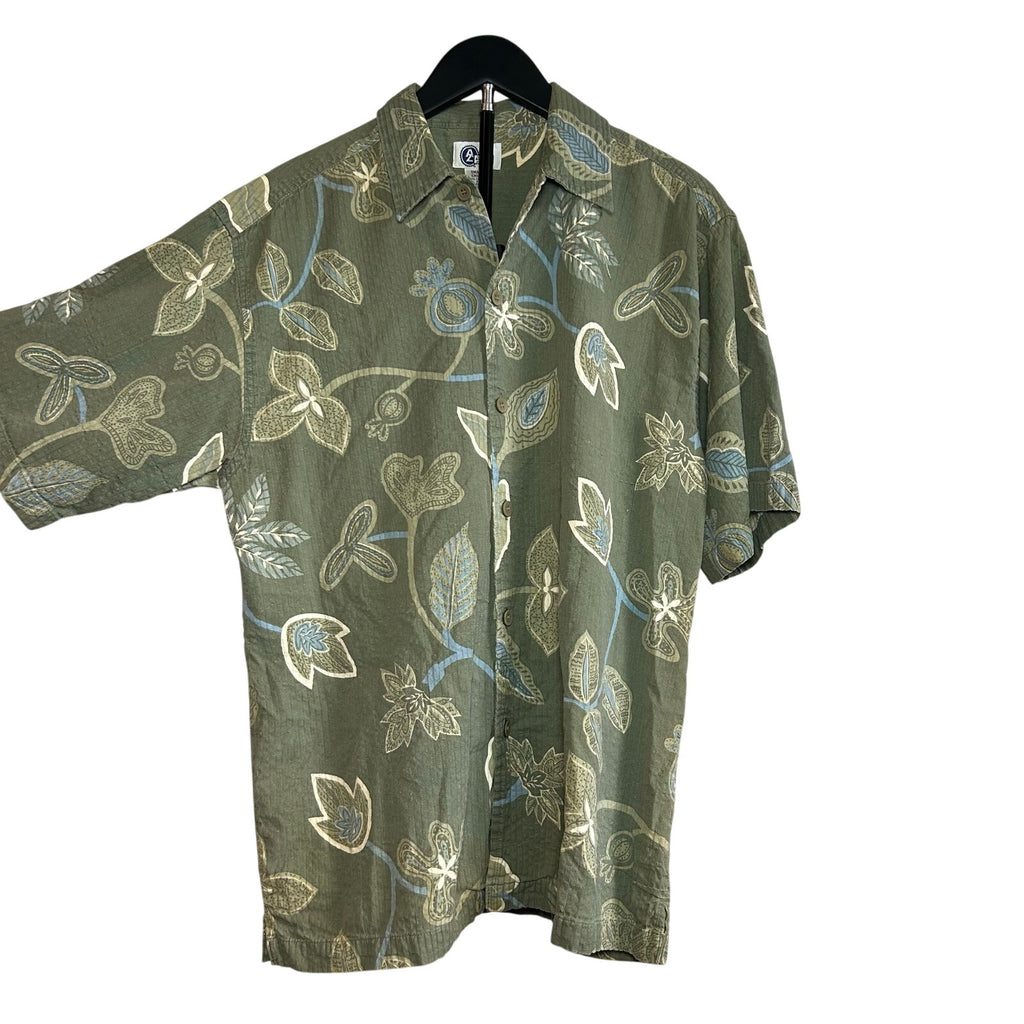 VTG Y2K Arizona Jean Co S Green Seersucker Button Down Shirt Casual Streetwear