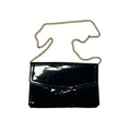 VTG 70s Patent Leather Black Gold Chain Convertible Clutch Shoulder Bag Purse