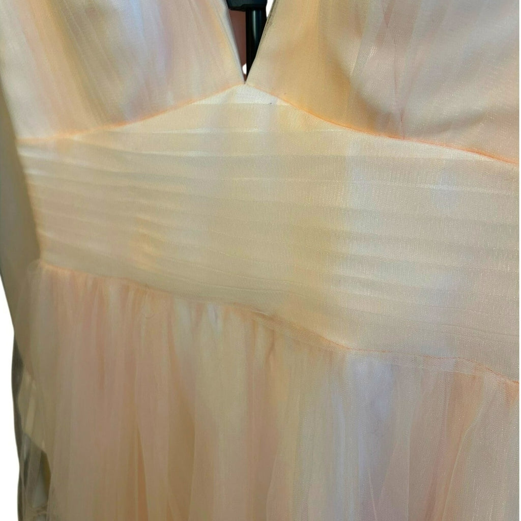 VNAIX Blush Pink Tulle Tiered Formal Gown Corset Back Fairycore Prom Dress SZ 16