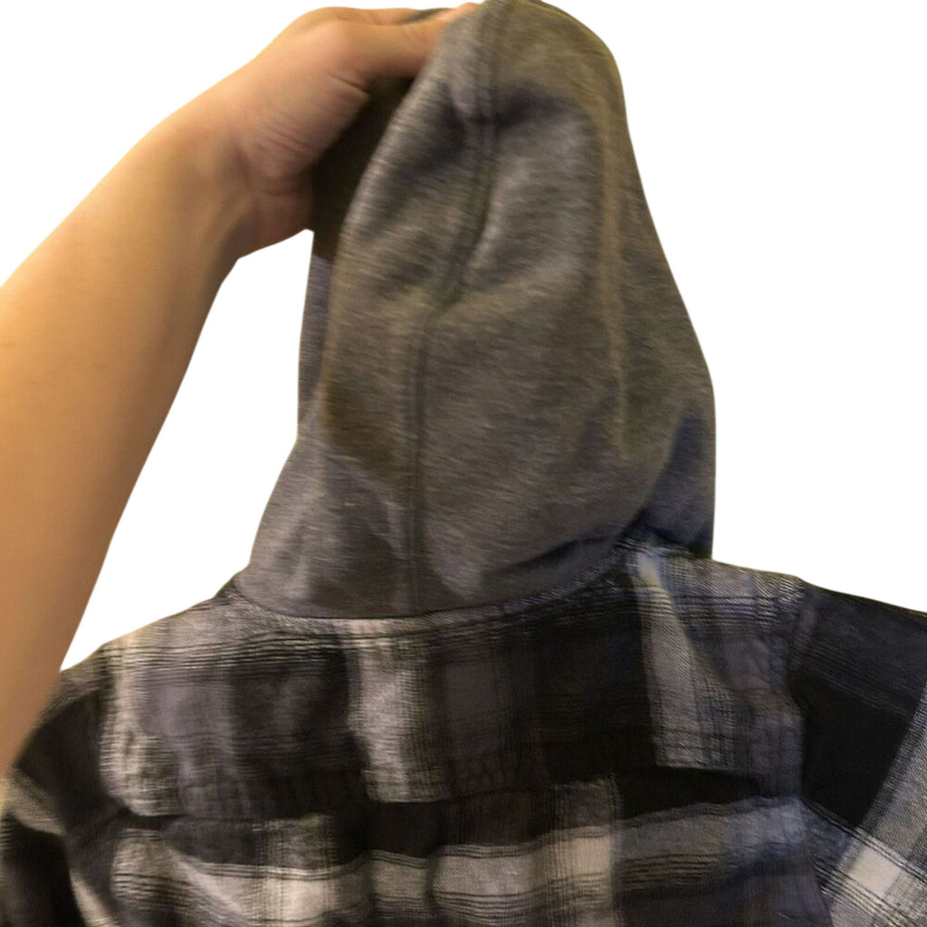 Wonder Nation Boys 8 Gorpcore Hooded Flannel Shirt Plaid Grunge Utility Layer