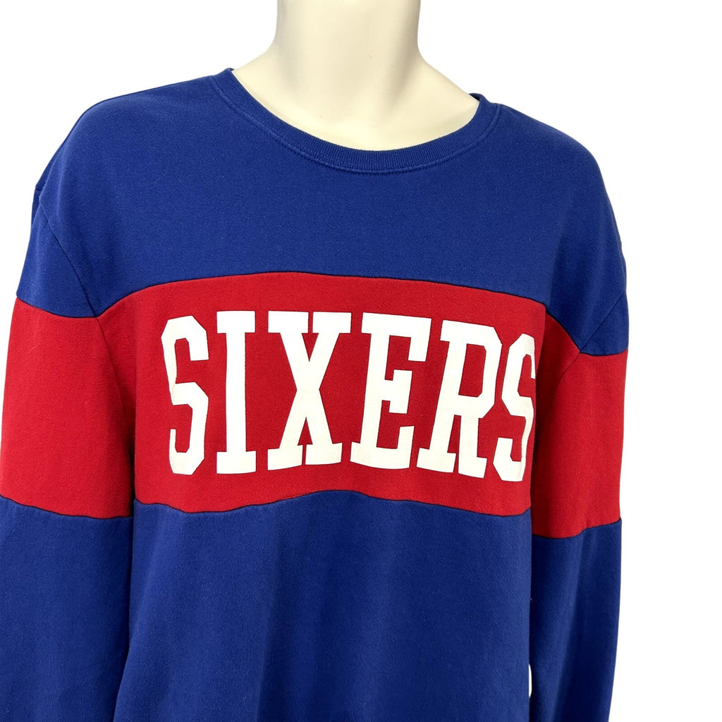 47 Brand XL Philadelphia 76ers Colorblock Fleece Crewneck NBA Sweatshirt Sports