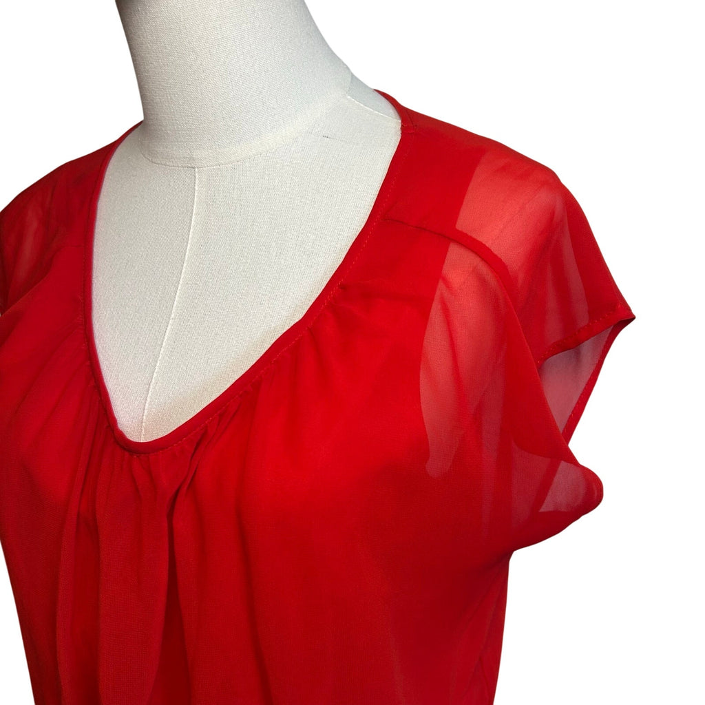 I.N. Studio Red Knee Lenght Midi 14 Dress Minimalist Preppy Glam Coquette Casual