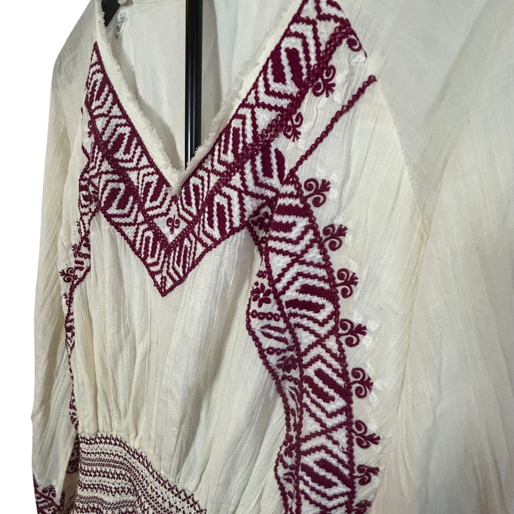 Free People FP One White Purple Embroidered Fleur Du Jour Midi Dress Size S