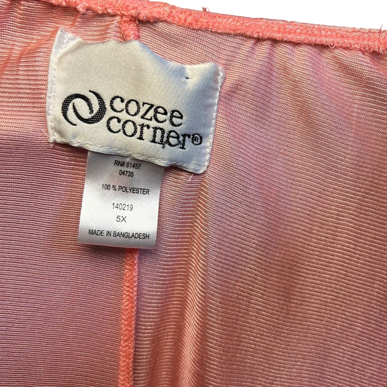 VTG 90s Cozee Corner Pink Peach Plus Size 5X Muumuu Maxi Dress Loungewear Retro