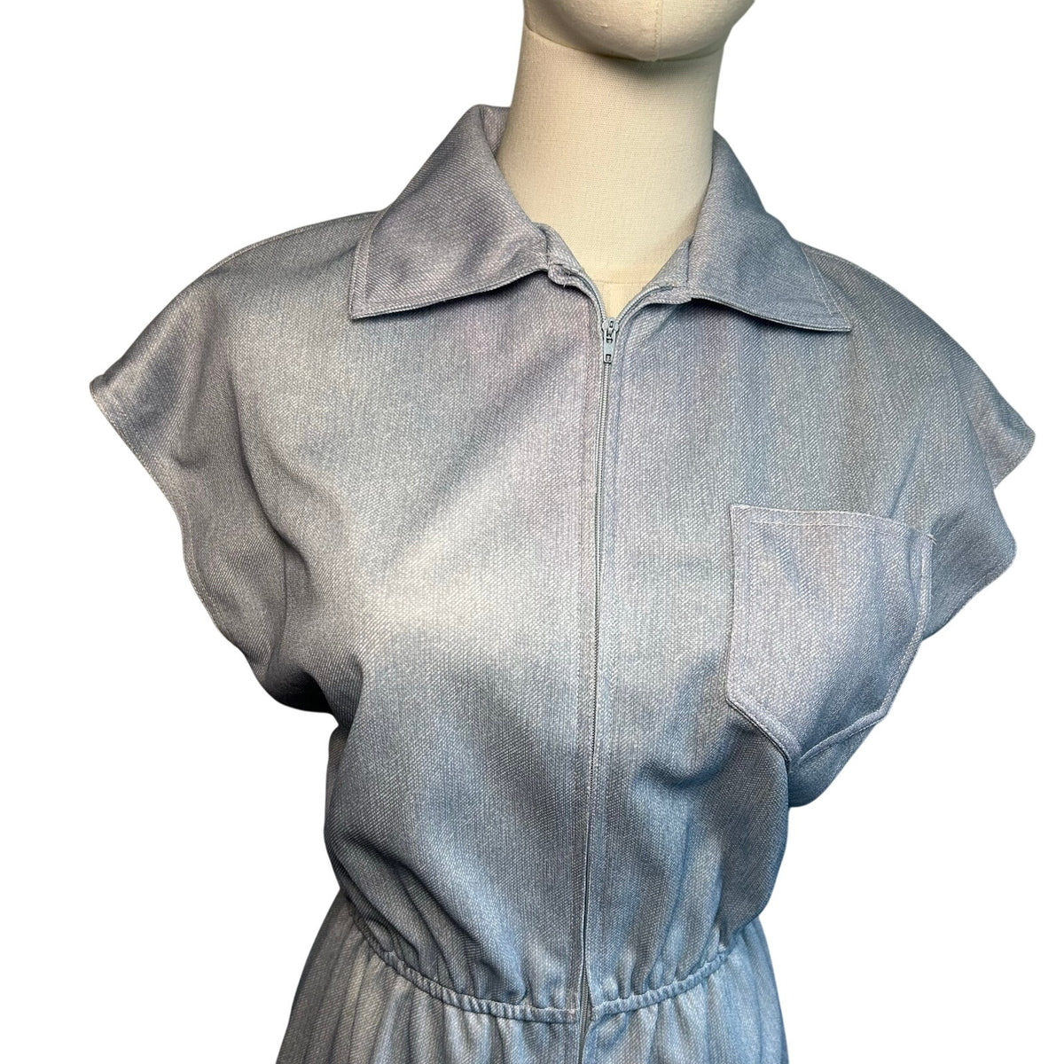 VTG 70s Blue Skirt Romper 2Pc Set Small Retro Preppy Twee Casual Indie Sleaze