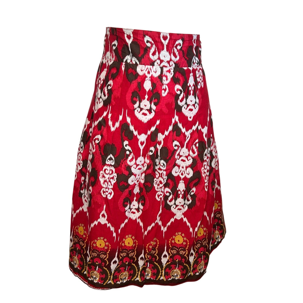 Notations Red Black L Midi Skirt Y2K Boho Whimsigoth Cotton Casual Retro Witchy