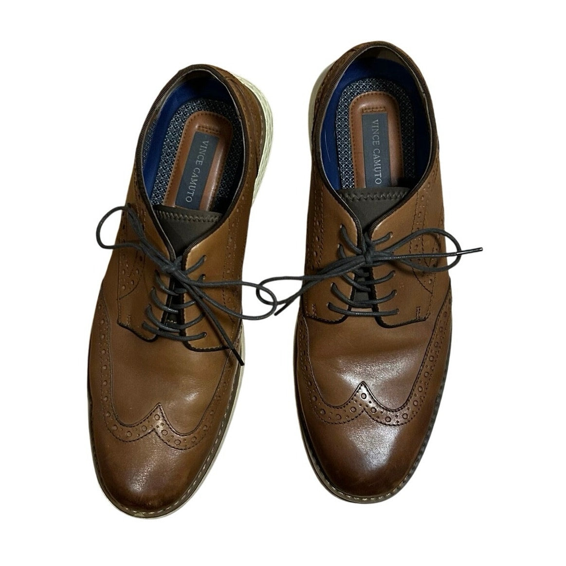 Vince Camuto Brown Leather Dress Shoes Men's 10.5 Professional Oxfords Academia