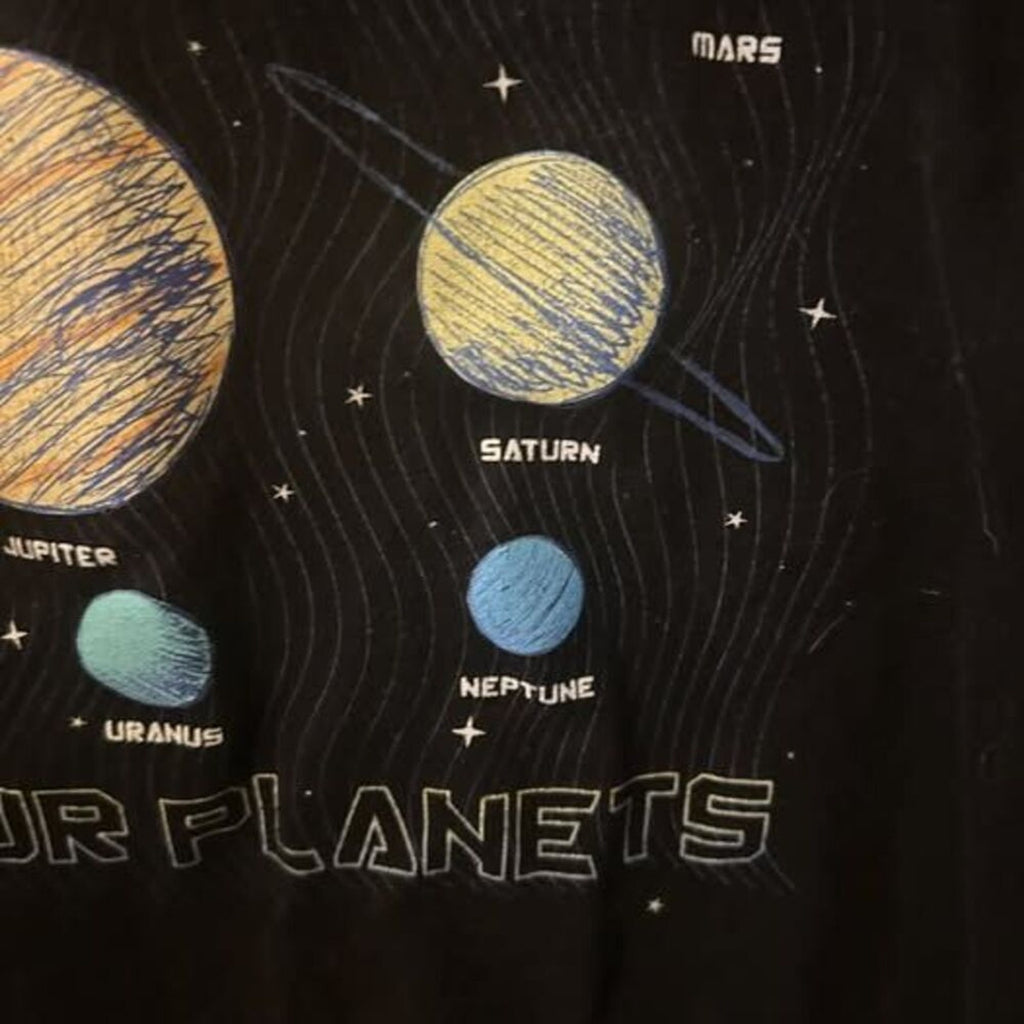 Wonder Nation Boys Solar System Shirt Size 8 Black Long Sleeve Science STEM Top