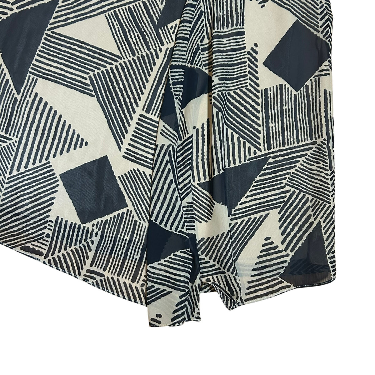Lauren Ralph Lauren Geometric Print Georgette Skirt Size 10 Black Tan Abstract