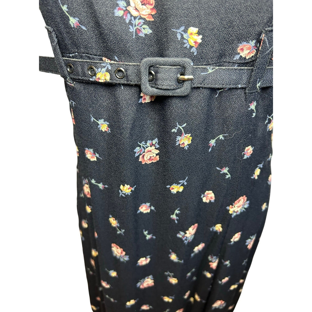 VTG 90s Decked Out Floral Belted Maxi Grunge Whimsigoth Medium Y2K Retro Boho