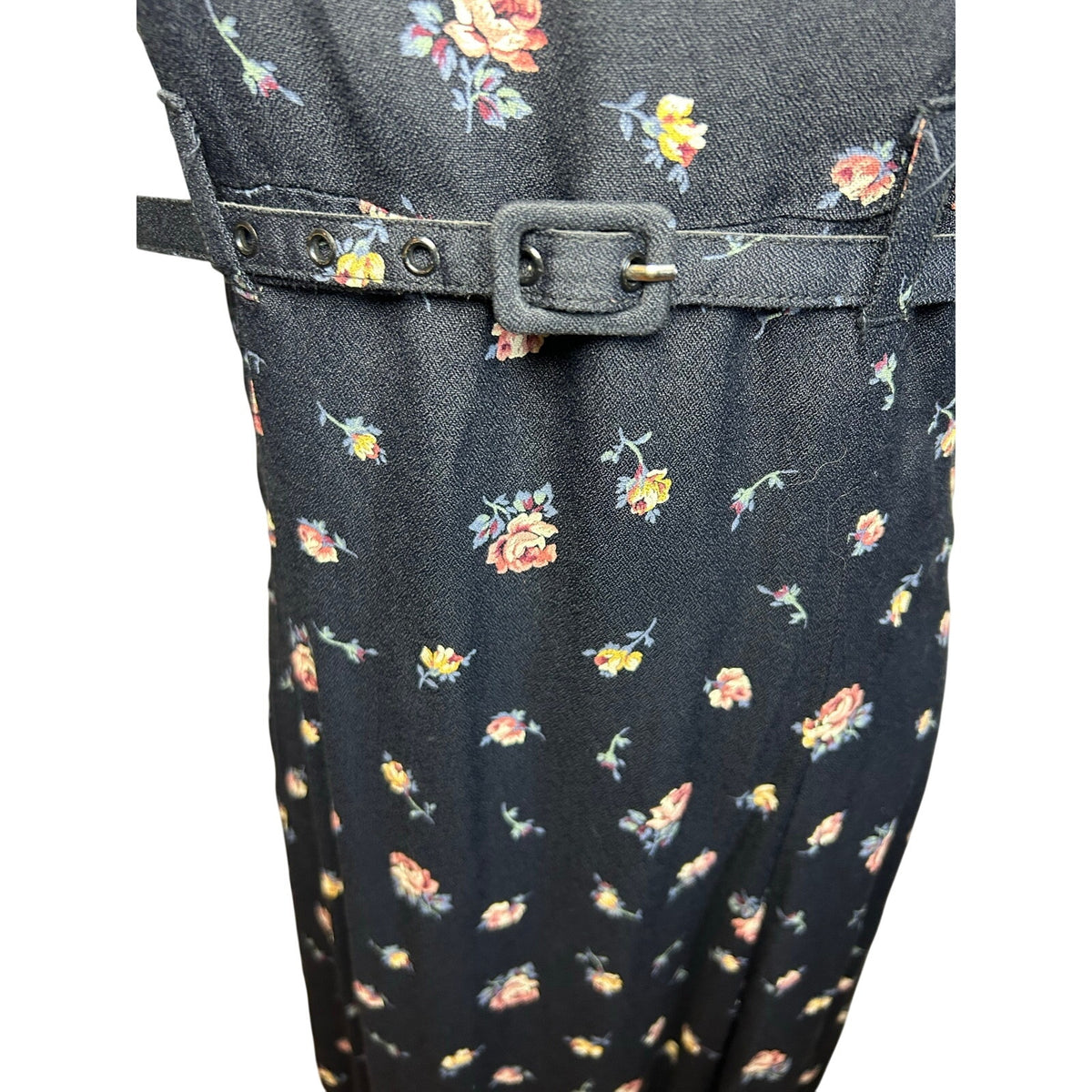 VTG 90s Decked Out Floral Belted Maxi Grunge Whimsigoth Medium Y2K Retro Boho