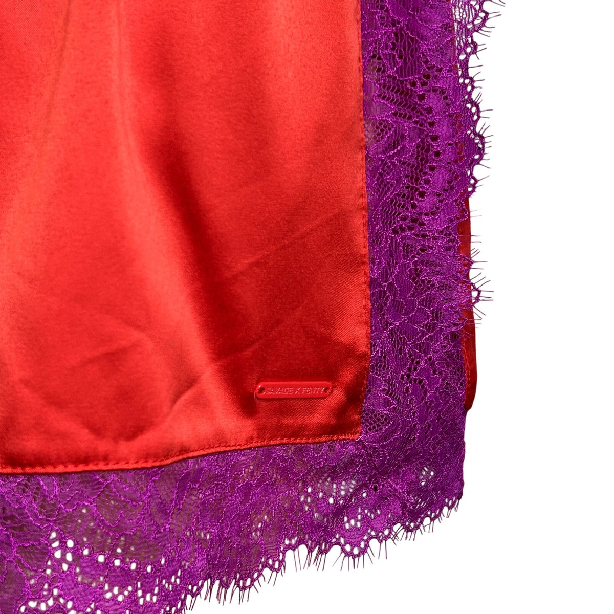 Savage X Fenty Red Purple Lace Camisole Shorts M Lingerie Set Romantic Feminine