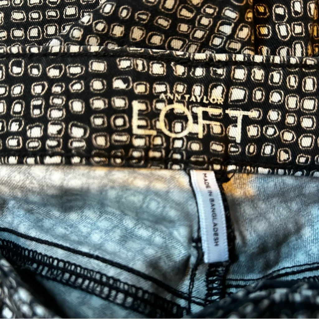 Ann Taylor Loft Black and White Geometric Print Skinny Ankle Pants Size 6