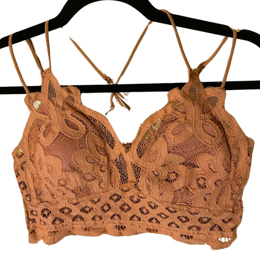 Zenana Boho Floral Lace Smocked Bralette Size XL Yellow Festival Coquette Fairy