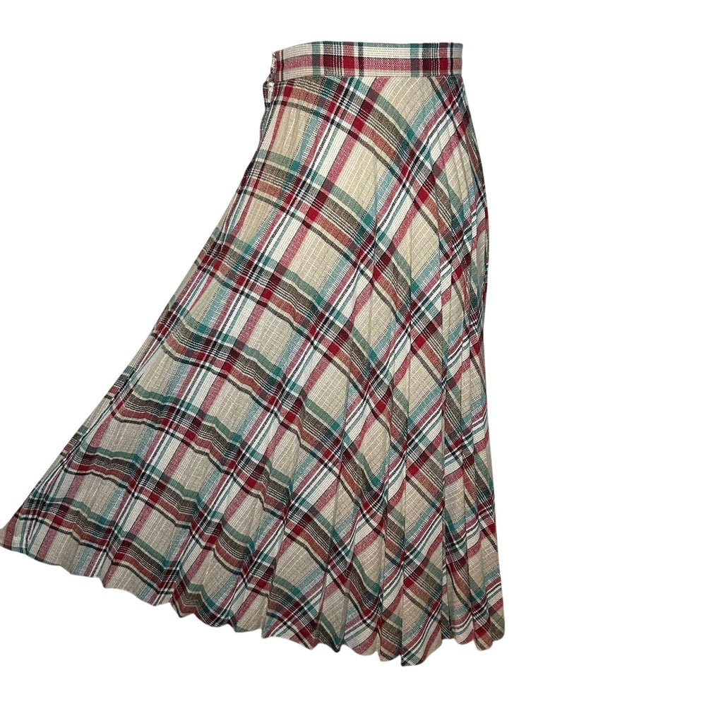 VTG 70s Pan-Her Plaid Pleated Skirt XS Preppy Dark Academia Twee Indie Retro
