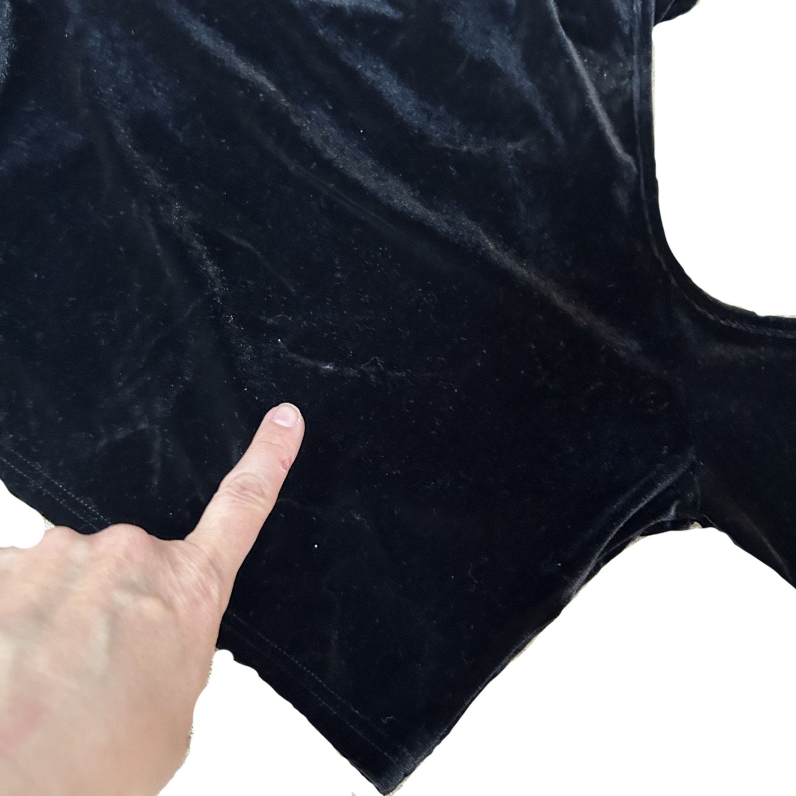 Romwe Black Velvet Crescent Moon Bell Sleeve Crop Top Goth Witchy Boho Medium