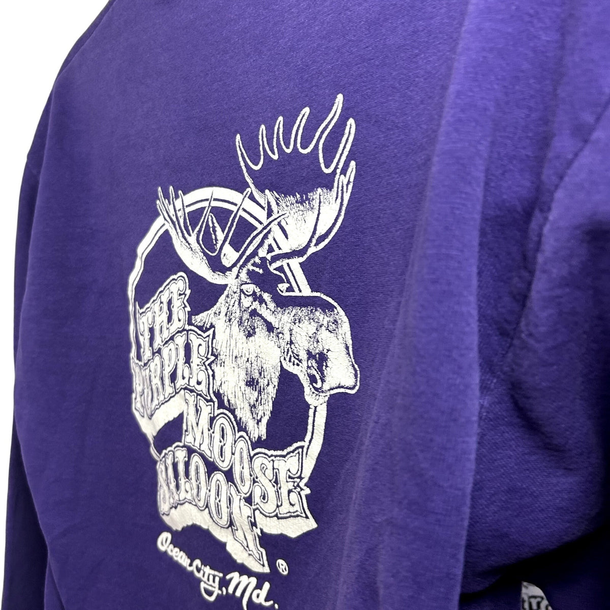 VTG 90s Jerzees M Purple Moose Saloon Ocean City MD Graphic Crewneck Sweatshirt