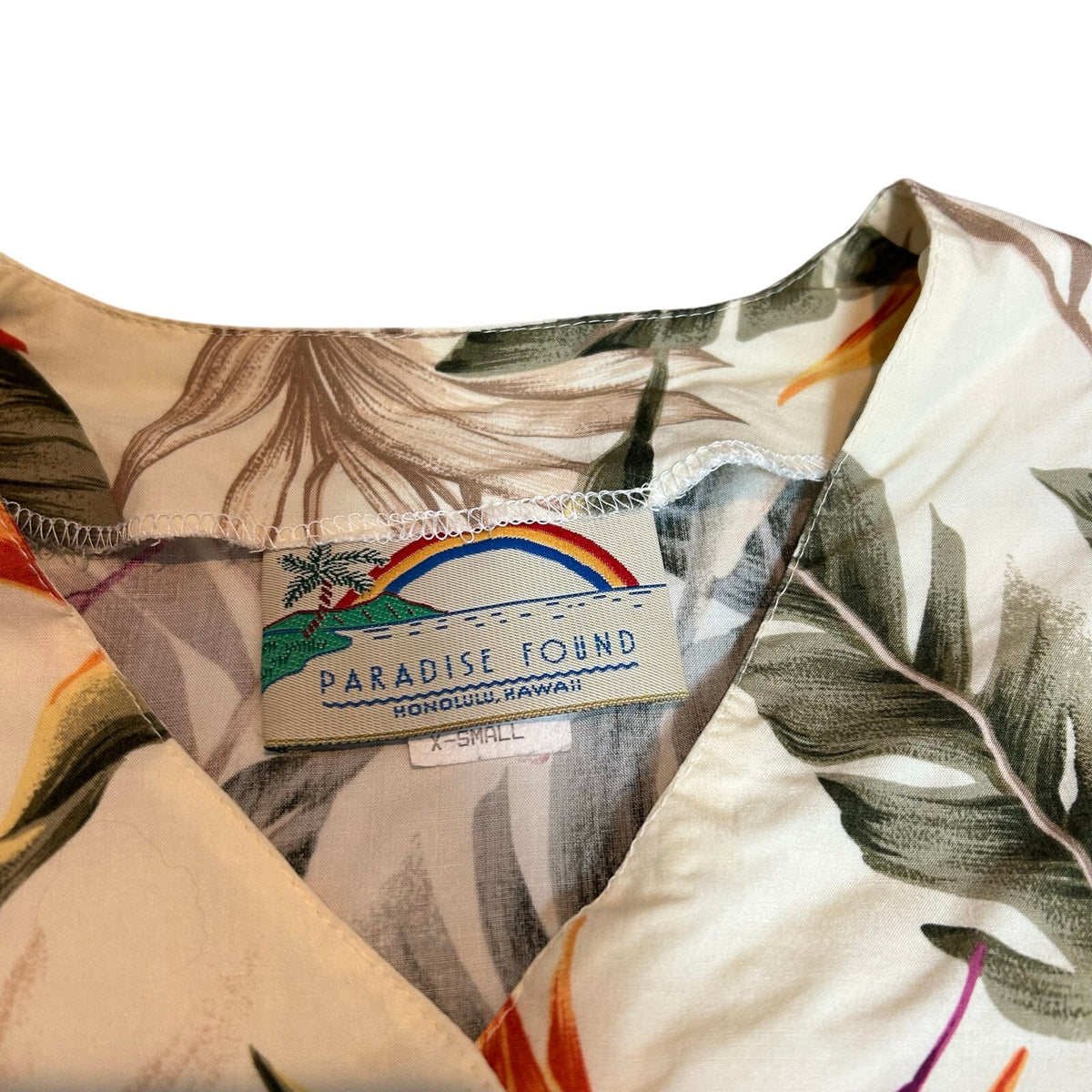 VTG Paradise Found Bird of Paradise Rayon Crop Top Made in Hawaii XS