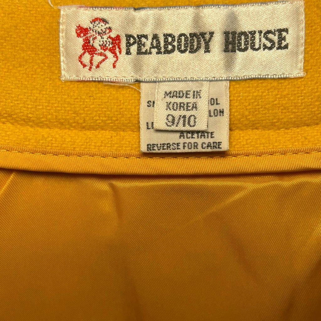 VTG 70s Peabody House Yellow Wool Pleated 4 Midi Skirt Pockets Boho Retro Twee