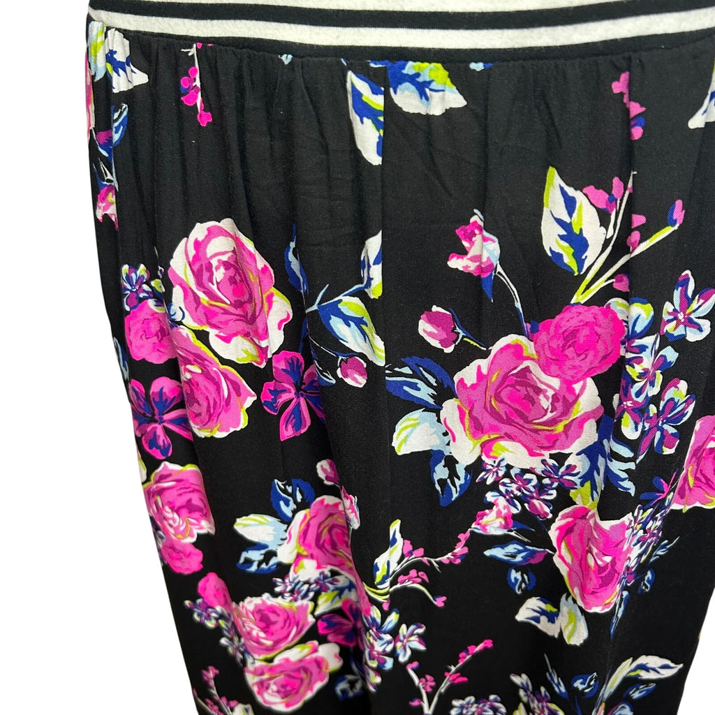 Torrid Plus 0 Black Spring Striped Floral Midi Dress Pockets Casual Teacher Work