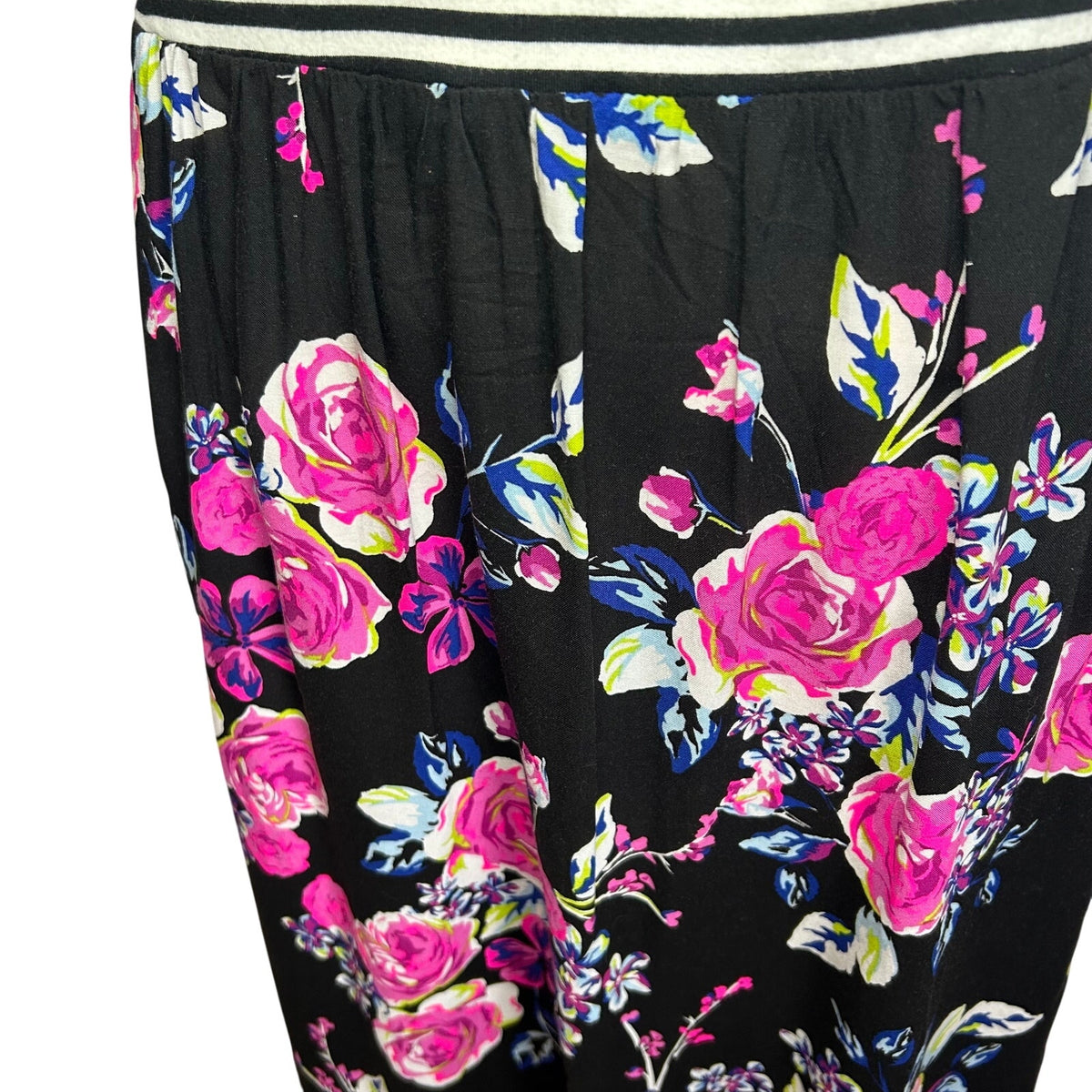 Torrid Plus 0 Black Spring Striped Floral Midi Dress Pockets Casual Teacher Work